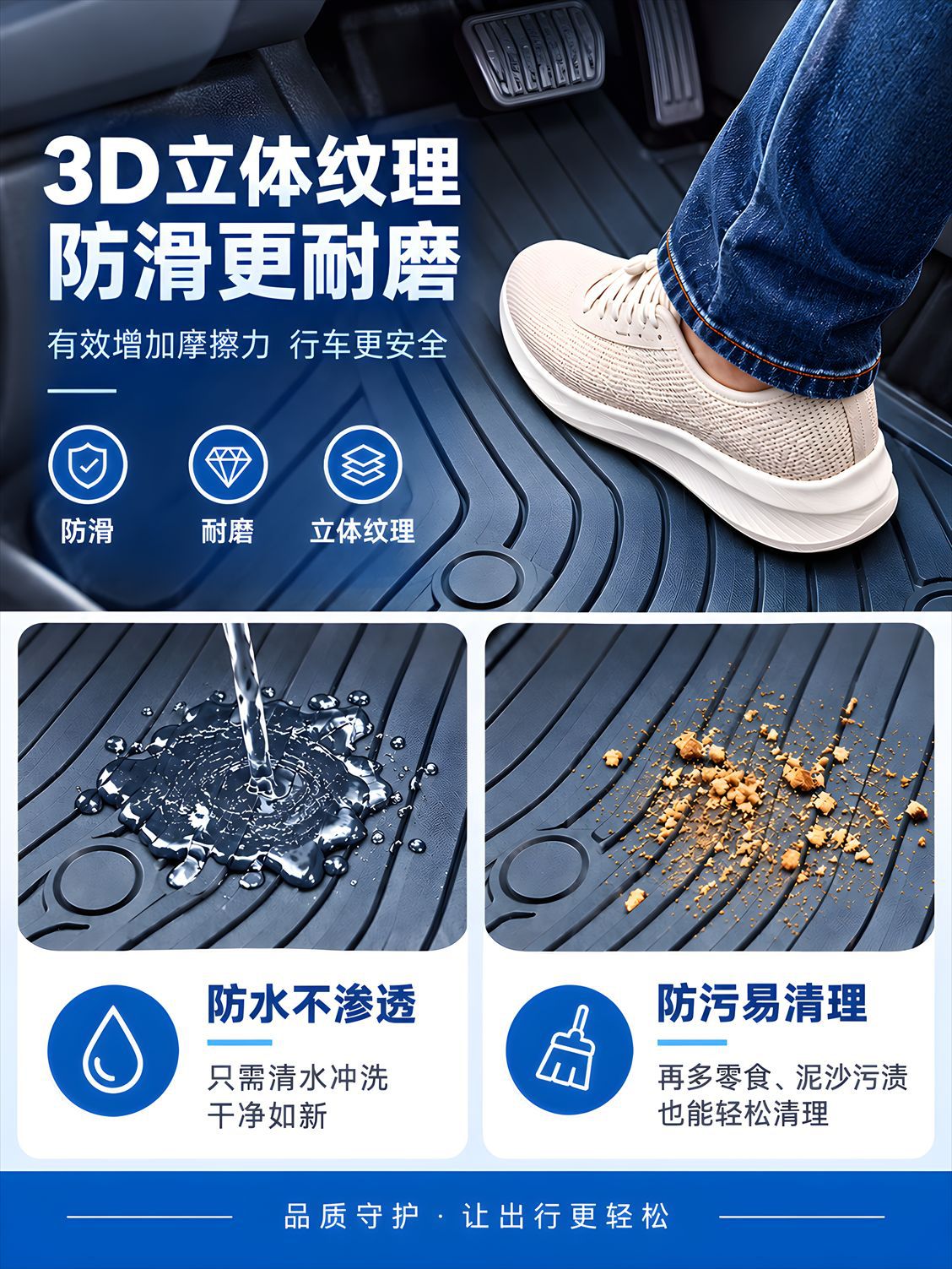 TPE car floor mats, available in various models, are odorless, thickened, wear-resistant, waterproof, and non-slip. This is a set of car floor mats designed for specific vehicle models