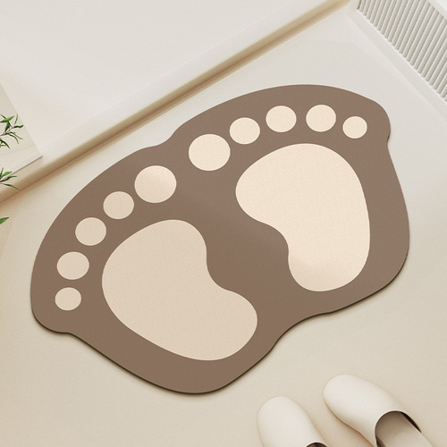 Cartoon bathroom mat, bathroom water-absorbing diatomaceous earth anti-slip foot mat, toilet door irregular fast-drying dirty-resistant mat