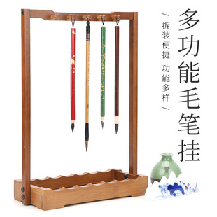 复古简约现代楠竹毛笔挂笔架学生用文房四宝摆件创意笔搁书法用品-阿里巴巴