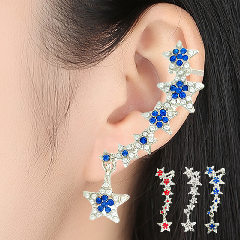2022速卖通新款五角星耳环耳夹欧美时尚百搭单边耳骨夹耳挂批发|ms