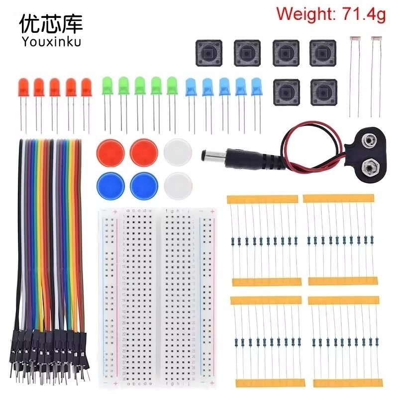 Starter Kit UNO R3 Mini 13-in-1, Breadboard & Components, LEDs, Cables (UNO Optional)