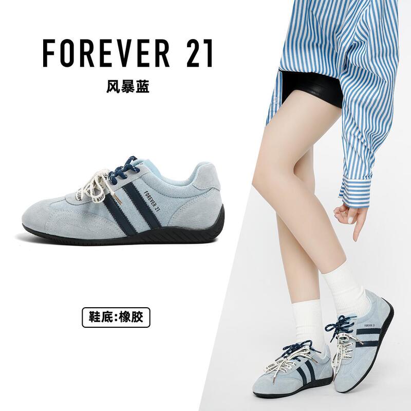 F21真皮红色军训赛车德训女男鞋橡胶底情侣鞋秋天单鞋潮流休闲鞋|undefined