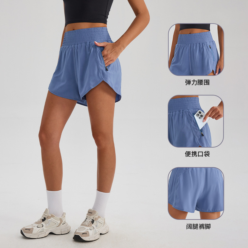 New Yoga Fitness Shorts for Women, Elastic High Waist with Pockets, Women's Running Sports Quick-Drying Casual Versatile Shorts