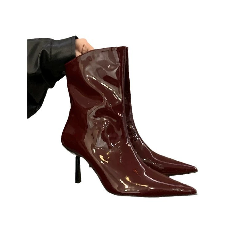 Red spring universal low boots pointy toe, American style, western style