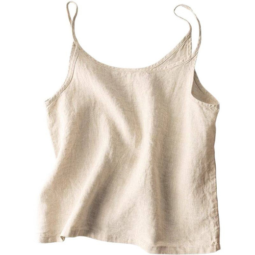 2026 summer new style literary linen suspender loose inside simple sleeveless base large size top for women