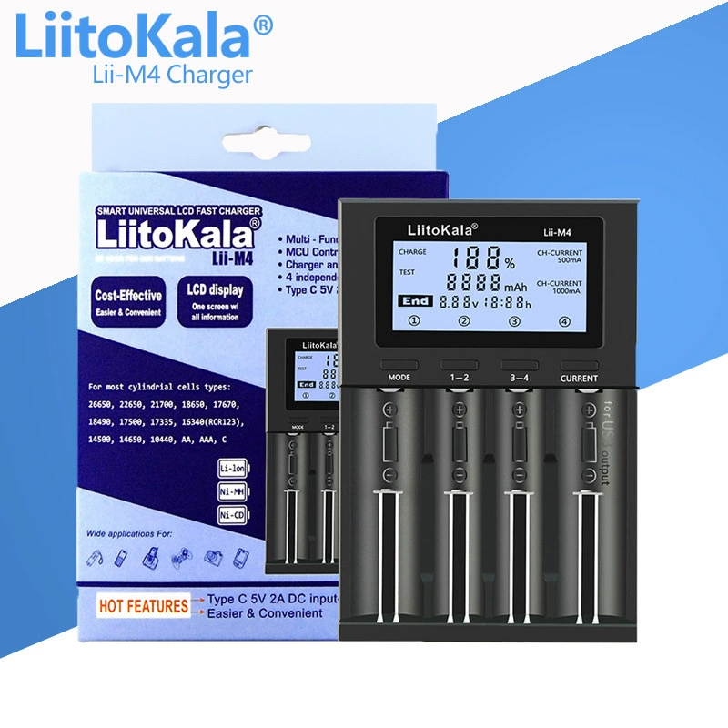 LiitoKala [ Lii-M4 18650 26660 зарядное устройство с разделением/ЖК]