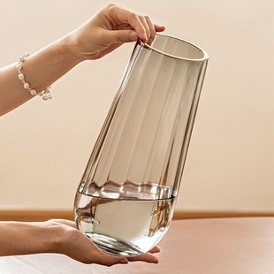Light Luxury and High-End Transparent Glass Vase, Large Flower Arrangement, Water-Raised Roses, Special Living Room Decoration Ornaments, Cross-Border E-Commerce