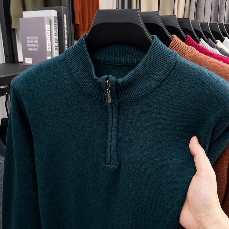 2026 Autumn New Men's Long Sleeve Knitted Half Zipper Sweater High Quality Anti-Pilling Yarn Men's Sweater