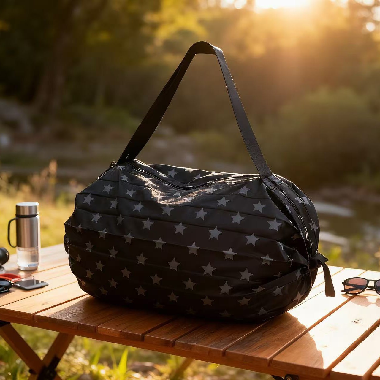 실버 소형 오각별 접이식 아코디언 백 50*35CM