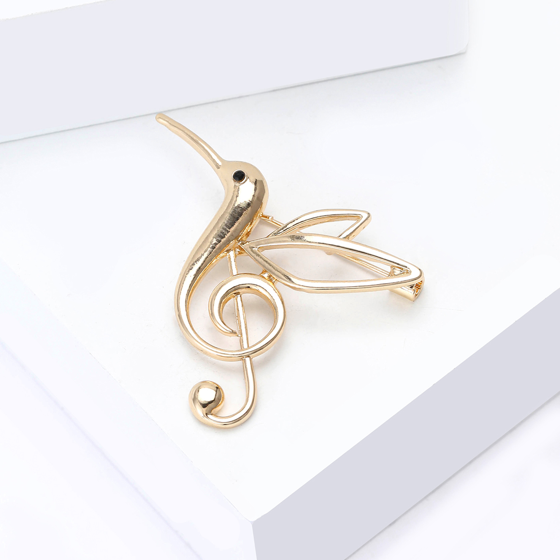Cross-Border Hot-Selling European and American Alloy Enamel Hummingbird Musical Note Brooch Versatile Women's Suit Shawl Corsage Jewelry Pin