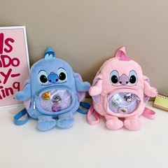 可爱肚皮史迪仔可视痛包双肩包新款百搭毛绒公仔背包休闲女士书包