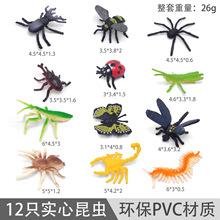 12款仿真小昆虫儿童玩具模型迷你昆虫动物恐龙蜘蛛散装批发跨境