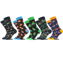 Exclusively for foreign trade, trendy men's floral socks wholesale, mid-length socks, personalized foreign trade men's and women's cotton socks