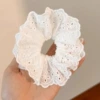 1# pure white embroidered lace hair tie 10.5cm