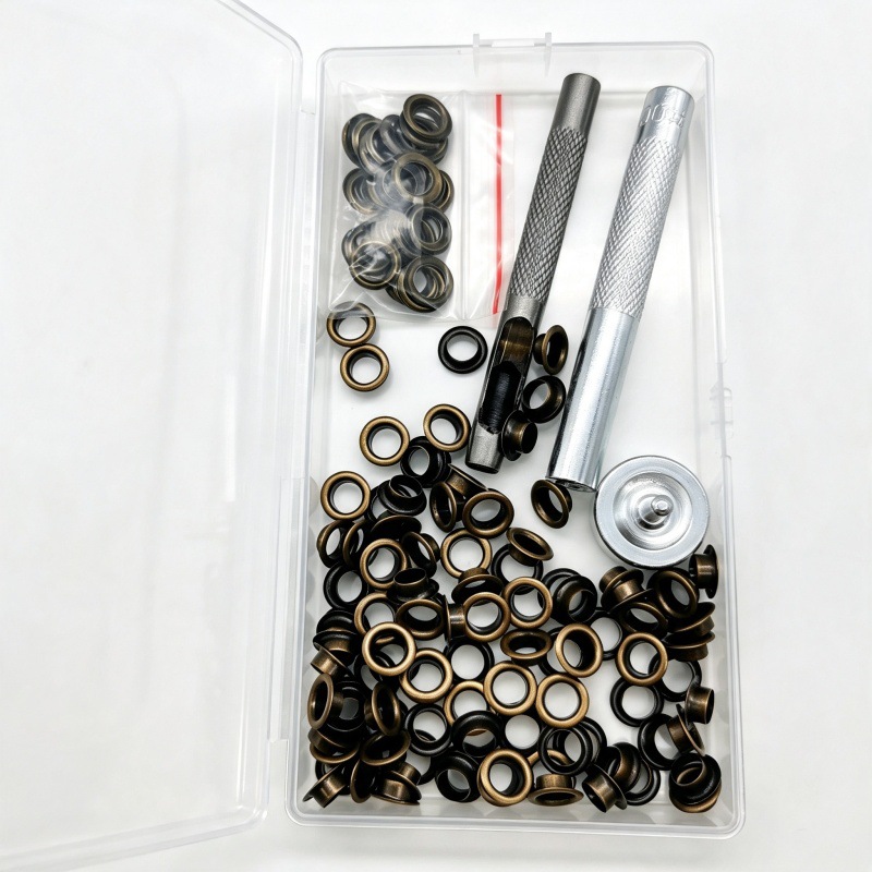 100 sets diámetro interior 6mm Ojo de aire ojal ojales callos con 3 piezas de instalación herramientas traje para transfronteriza