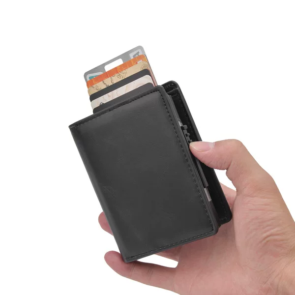 AliExpress men's retro short wallet automatic pop-up aluminum alloy card holder anti-theft brush anti-degaussing card holder