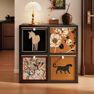 Steel Japanese-Style Lattice Cabinet Kalike Bookshelf Free Combination Floor-Standing Storage Rack Storage Basket Cabinet Storage Cabinet Integrated