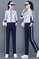 Casual sport suit for women, spring and autumn, elegant, fashionable, slimming, loose, small size, two-piece set 