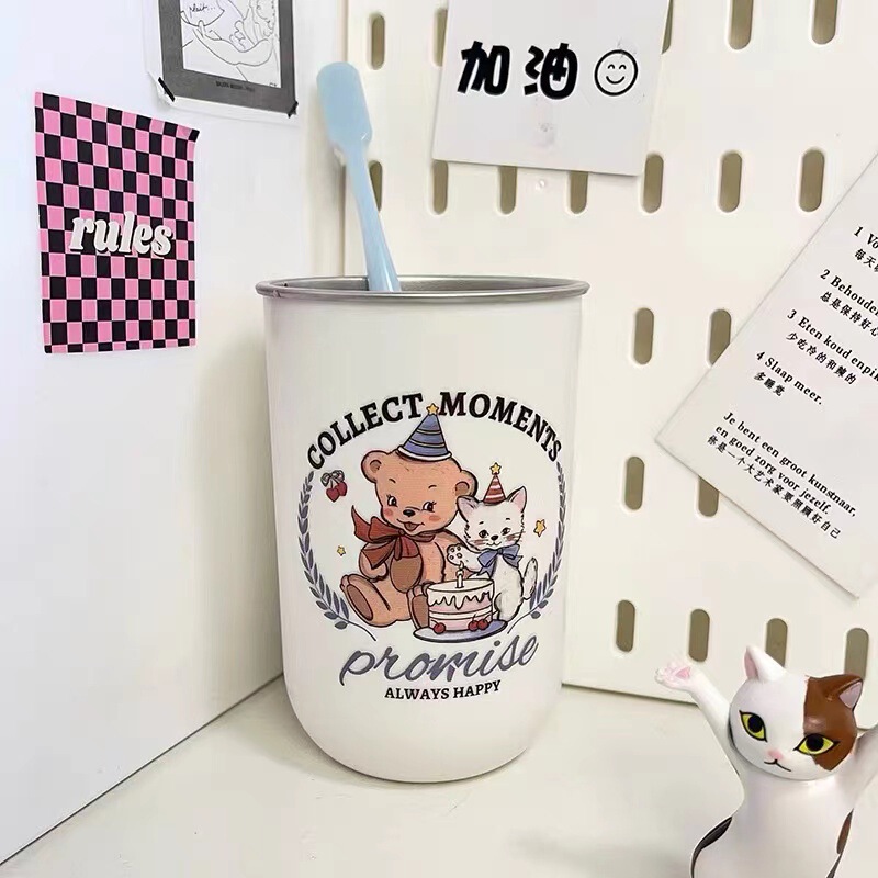 简约漱口杯洗漱杯家用高档牙刷杯便携学生宿舍不锈钢杯子套装情侣|undefined