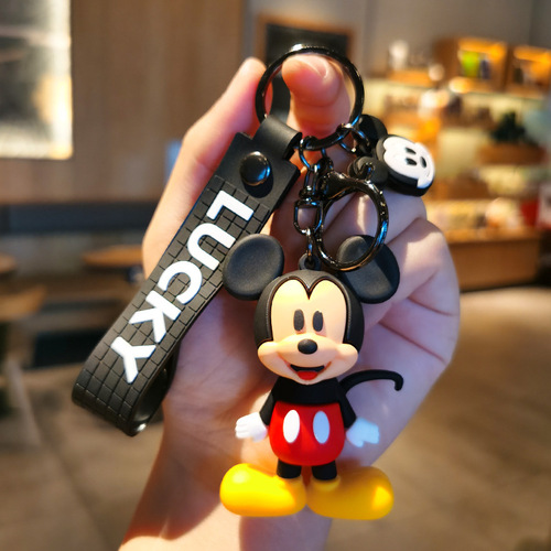 New cartoon 3D Mickey and Minnie figures keychain accessory for couples, bag and car keychain, perfect gift