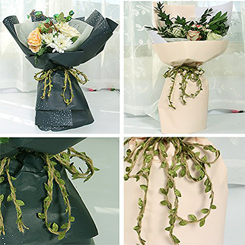 Trenza trenzada cuerda de cáñamo hoja verde embalaje cuerda jardinería cuerda decorativa casera guirnalda hecha a mano Correa 5 M