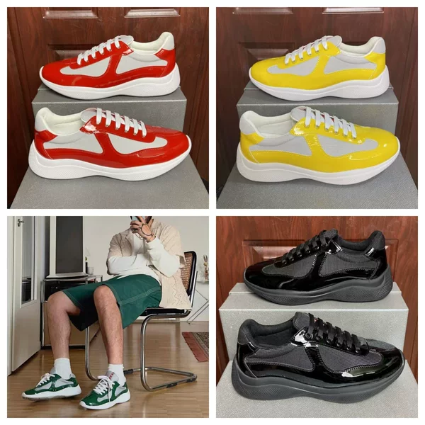 P Brand European Men's Shoes, Patent Leather Mesh Breathable Shoes, Fashionable Colorful Personalized Casual Versatile Men's Sneakers