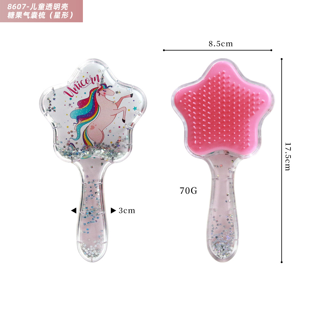 Dibujos animados niños TT peine plástico arenas movedizas lentejuelas cuero cabelludo masaje peine no anudado peine del pelo al por mayor