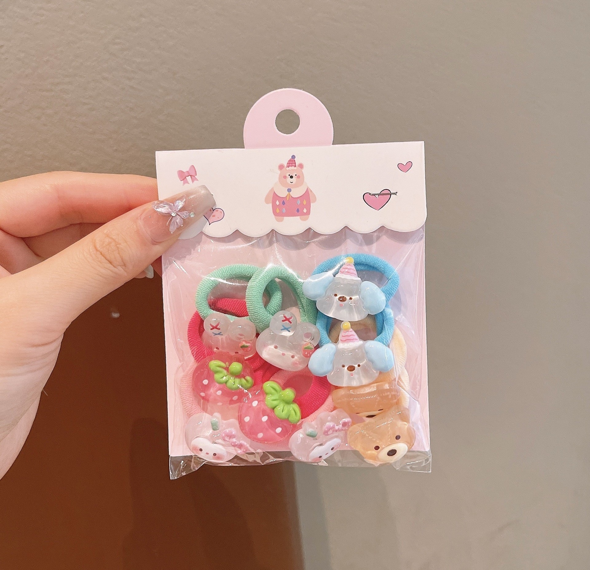 Anillo de pelo de pulgar de dibujos animados para niños, cabello para bebés, cabello para bebés, banda de pelo de alta elasticidad coreana