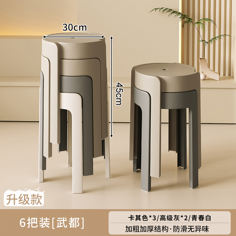 Taburete de plástico grueso para el hogar, sillas apilables, robustas y duraderas, extra gruesas, simples y modernas, bancos altos de reserva para invitados.