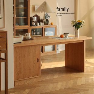 Nordic solid wood cherry wood Western food light luxury Japanese restaurant retro Zhongdao table modern minimalist bar table