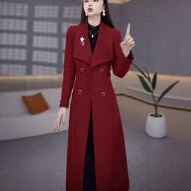 高档加棉加厚贵妃绒外套2025冬新款女婚宴妈妈显瘦中长款毛呢大衣