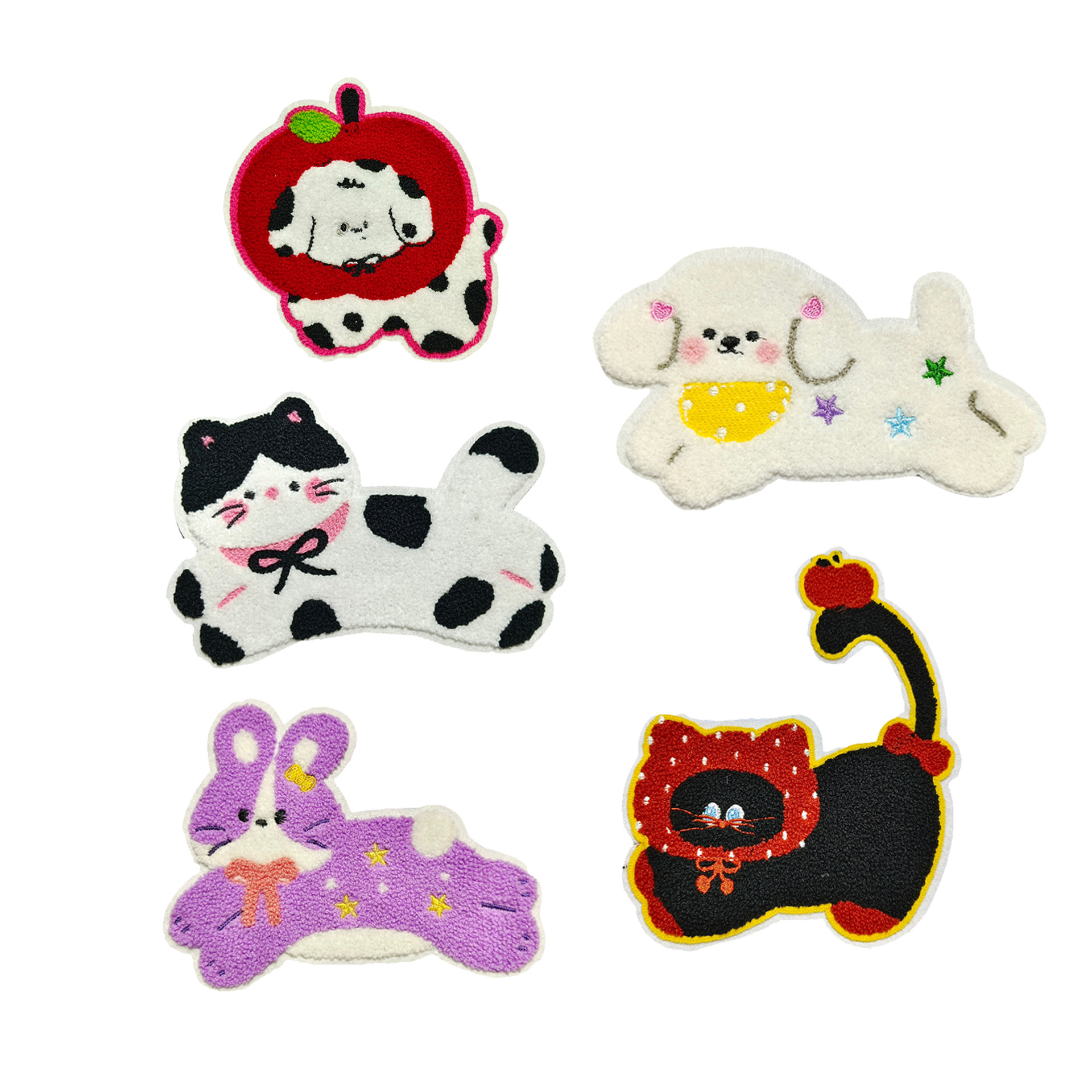 Nuevos dibujos animados computadora bordado toalla bordada gatito perro pegatinas de tela accesorios ropa bolsa accesorios DIY pegatinas