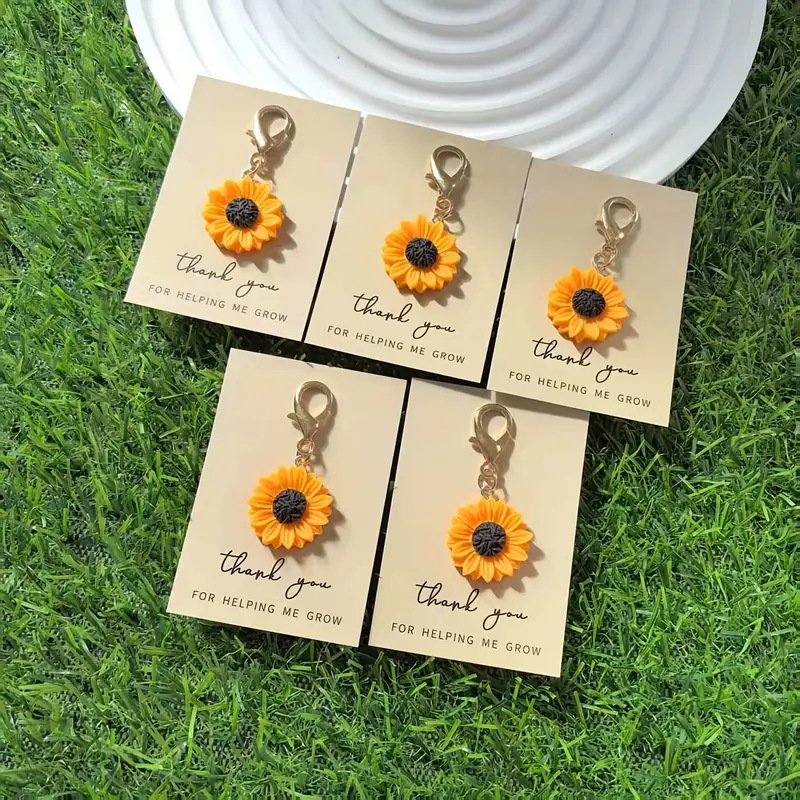 国境を越えた売れ筋ありがとう英語感謝カード蜂の花デイジーキーホルダーペンダントバッグ装飾|undefined
