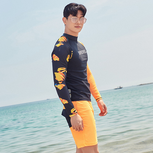 BREREL Korean wetsuit, men's split swimsuit, five-quarter pants suit, long-sleeved quick-drying sportswear, beach suit