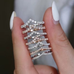18K gold diamond ring AU750 real gold real diamond natural diamond ring ring V-shaped ring with certificate