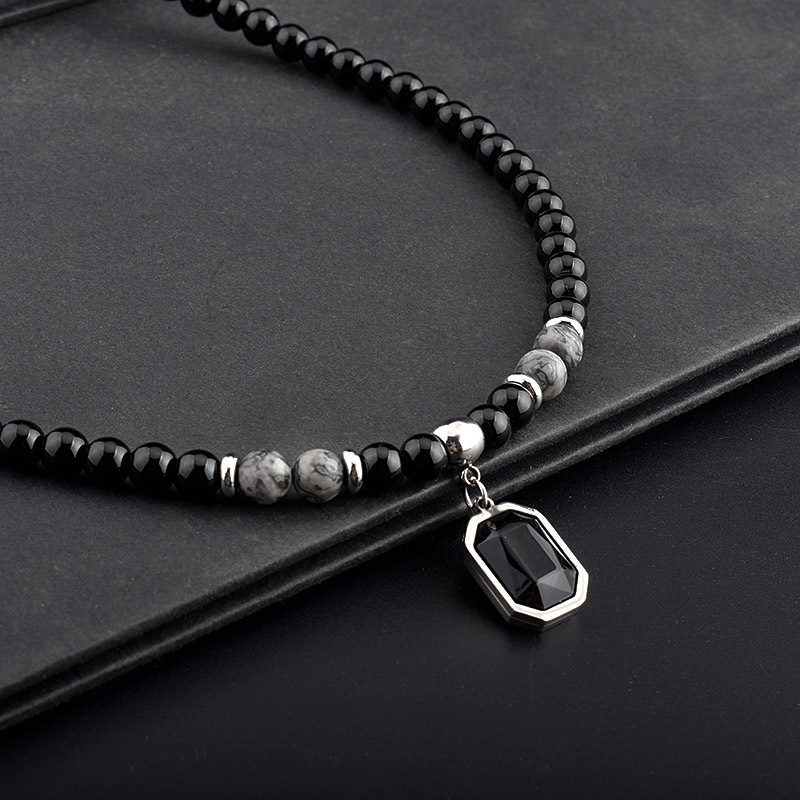 Beaded Chain Chain Type Retro Round Beaded Titanium Steel Men's Necklace Men Pendant Necklaces