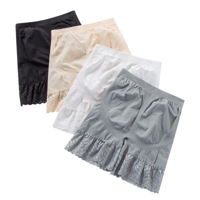 Anti-exposure safety pants for women, summer outer leggings, thin large size fat mm high waist tummy control lace shorts