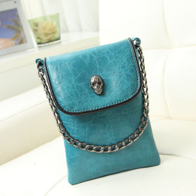 Mobile Phone Bag, Punk Coin Purse, Retro Crossbody Small Bag, Korean Style Exquisite Versatile Vertical Skull Chain Shoulder Bag