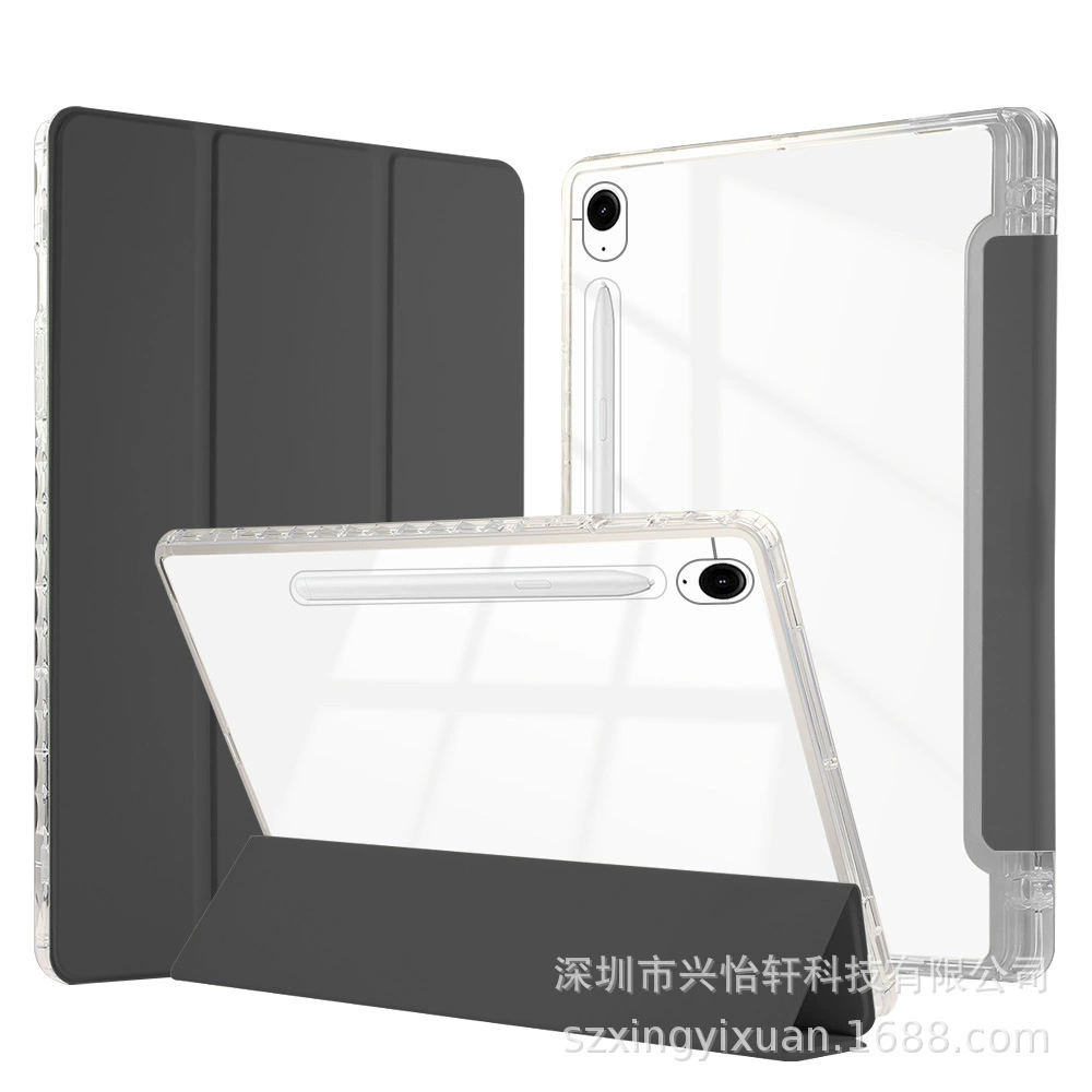 Protective Case (Samsung) Galaxy Tab S10 FE+ 13.1, transparent acrylic tri-fold stand with pen slot