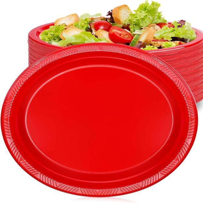 Large Western-style dinner plate, thick and durable 12inch oval plastic disposable plate suitable for holiday and Christmas parties Large Western-style dinner plate, thick and durable 12inch oval plastic disposable plate suitable for holiday and Christmas parties