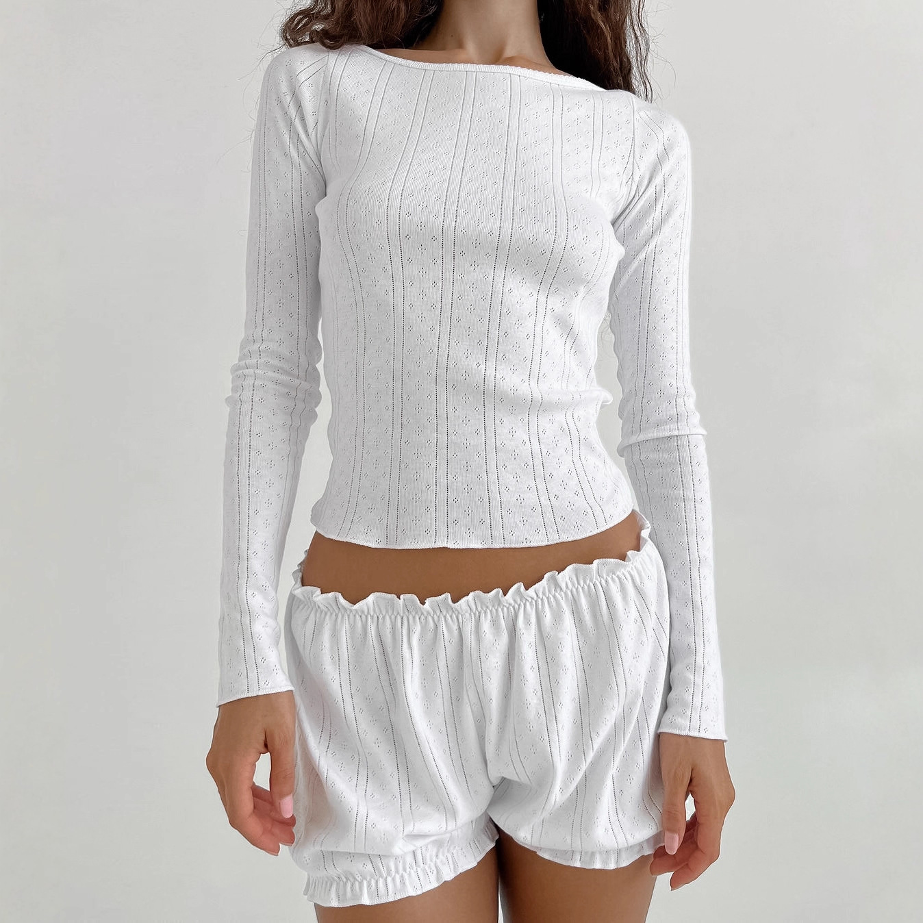 white knitted long-sleeve