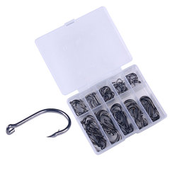 100 Pack Black Tube Ise Ni Fishing Hooks 3-14g Carbon Steel Enhanced Version Fishing Hook Complete Set Wholesale