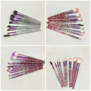 10 makeup brush set full set of transparent crystal quicksand onion powder beauty makeup tools loose paint eye shadow brush wholesale