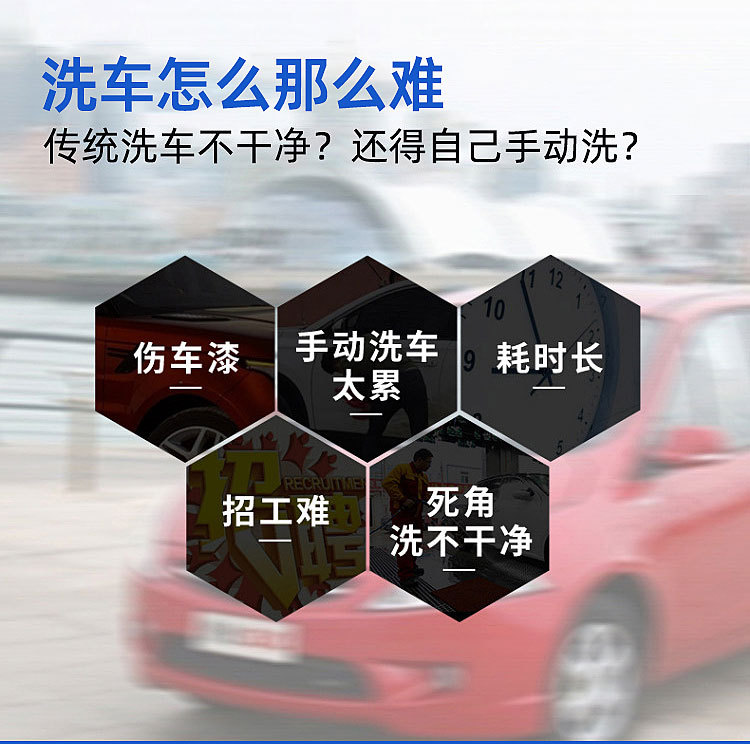 Fully automatic contactless smart car wash machine, 24-hour unattended, scan-code high-pressure air-dry commercial cleaning equipment