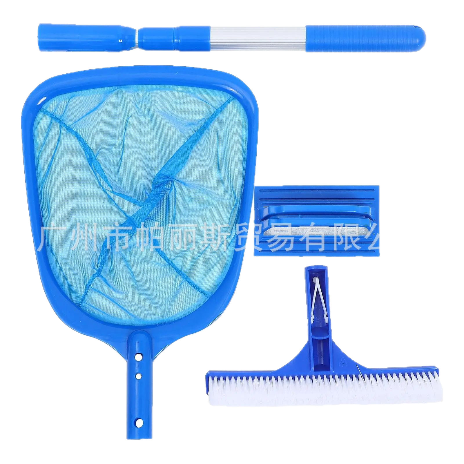 Kit de limpieza de piscina de 3 piezas con barra retráctil y cepillo de piscina