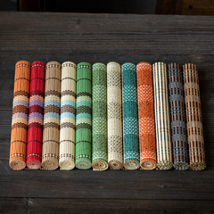 Bamboo mat tea coaster, tea set mat, heat-resistant Gongfu tea mat cup mat holder, woven bamboo draining table mat dining mat heat insulating Nordic