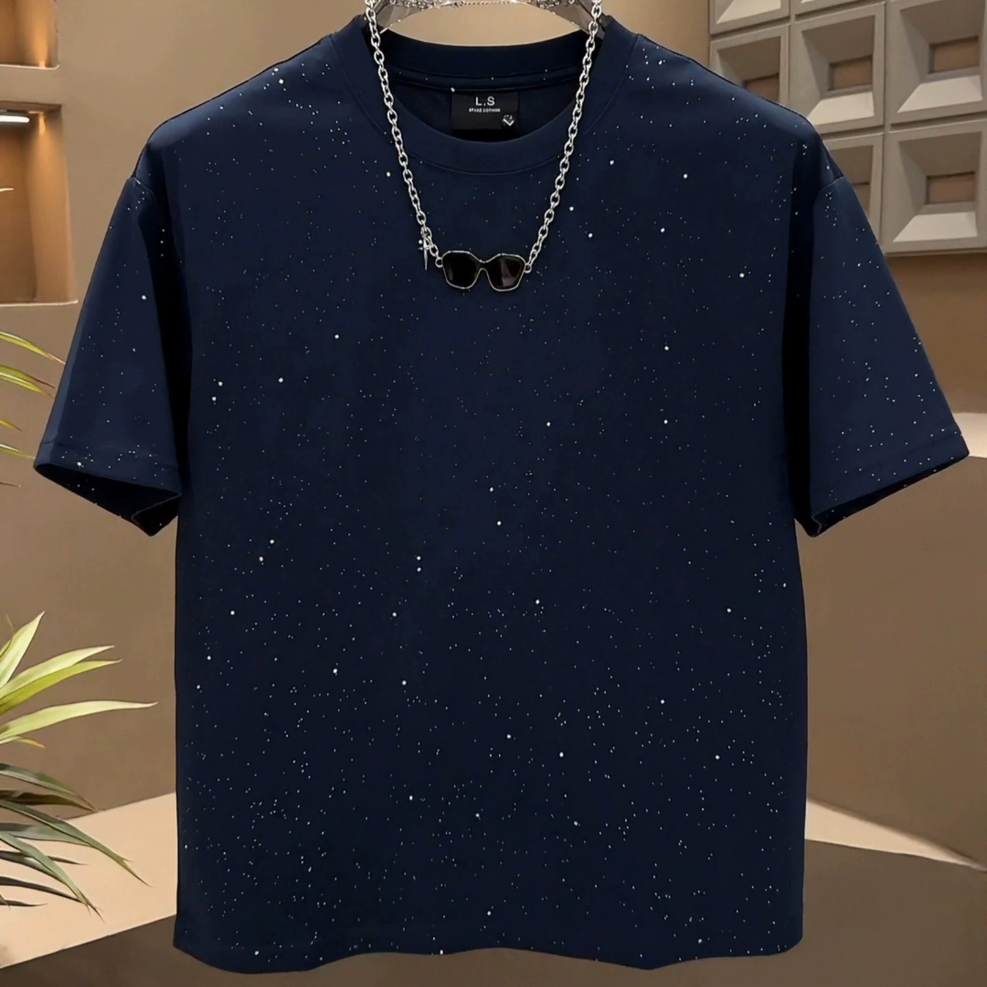 2025 летняя новая мужская модная модная футболка с короткими рукавами и звездным небом, крутая тонкая повседневная модная мужская футболка ins