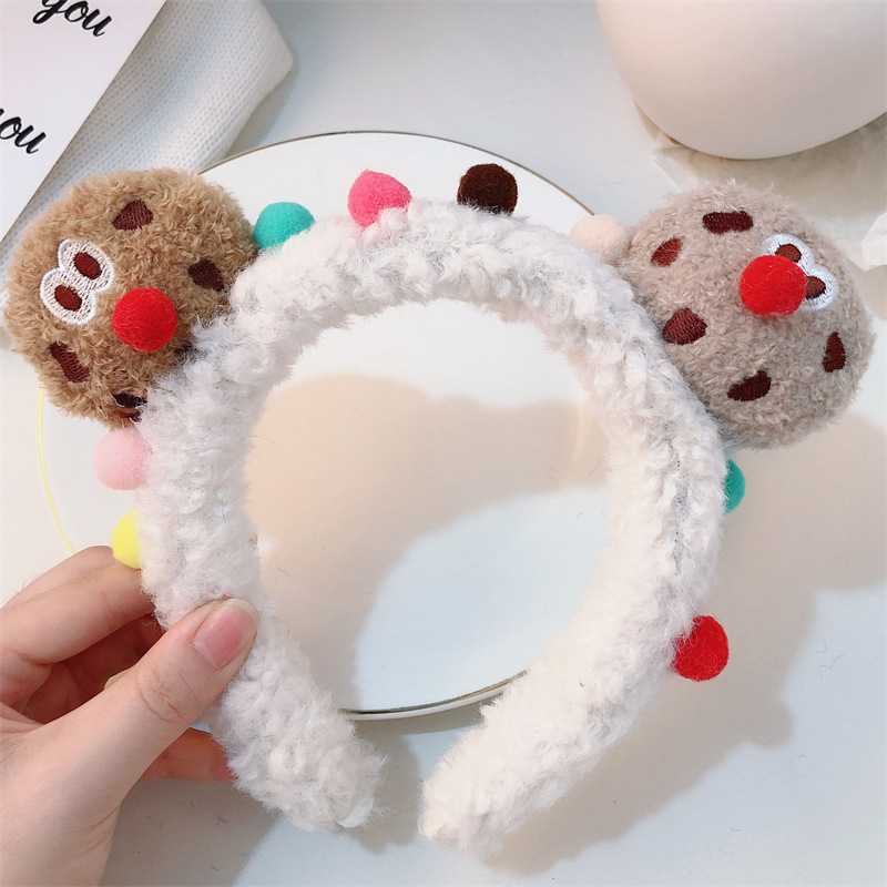 Linda diadema de oso de amor tridimensional, diadema de felpa de dibujos animados de celebridades de Internet, diadema de lavado de cara, accesorios para el cabello de todo fósforo de celebridades de Internet al por mayor