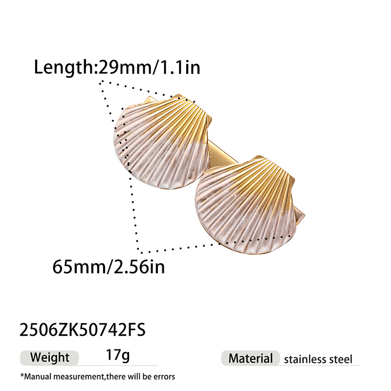 Tina Europa y los Estados Unidos acero inoxidable transfronterizo chapado 18K oro viento conchas doradas brocas de pelo nicho no decoloración adornamientos para el pelo al por mayor