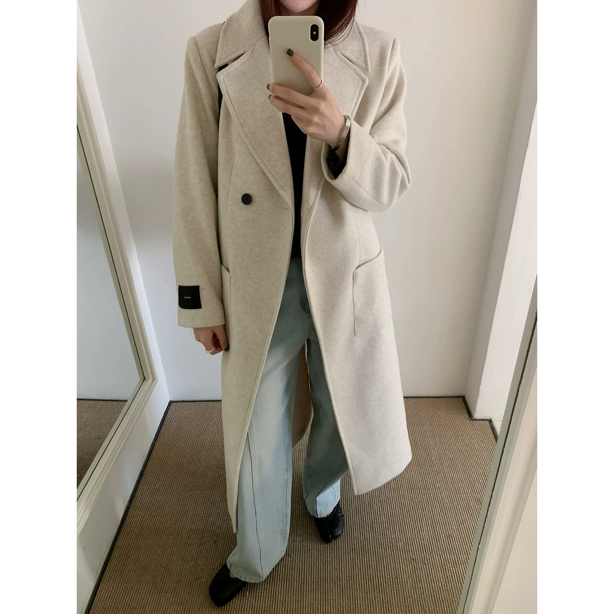 【Без возможности возврата или обмена】Женское шерстяное пальто прямого кроя на одной пуговице, зимняя длинная шерстяная куртка с эффектом высокого класса.